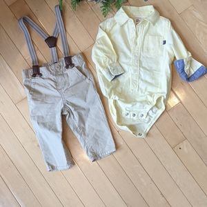 Oshkosh b'gosh overall dress pants and dress shirt onsie